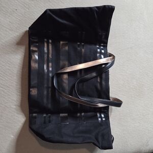 Victoria's Secret Black Striped Messenger Tote